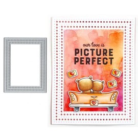 Circle Hollowed Out Photo Frame Metal Die Cuts,Square Lace Dot Frame Cutting Dies Cut Stencils for DIY Invitation Card Scrapbooking Album Decorative Embossing Paper Dies Card Making