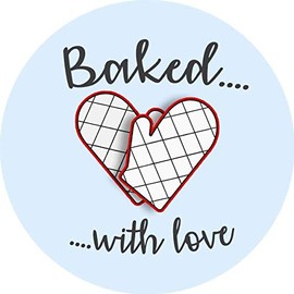 144 Baked with Love Glossy Stickers Home Baking Gift Packaging Seal Labels