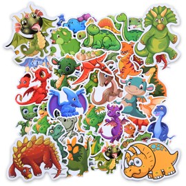 OSDUE 50Pcs Dinosaur Waterproof Water Bottle Stickers, Cute Cartoon Stickers, Cute Trendy Aesthetic Stickers for Laptop Car Scrapbook Phone Skateboard Computer Wall Window, Kids Girls Boys Adults Gift