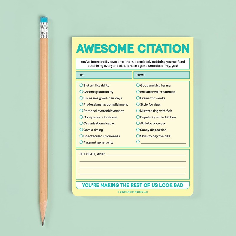 Knock Knock Awesome Citation Nifty Note Pad (Pastel Version)