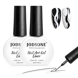 JODSONE 10ml Nail Art Gel Liner Set 2 Colors Black and White Gel Nail polish Need U V Lamp Cured Gift for Girls