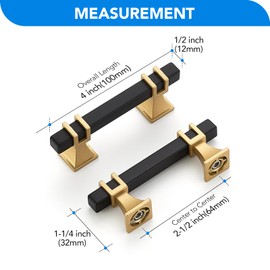 HOME EDIT 25 Pack 2-1/2inch Black & Gold Cabinet Handles Square Zinc-Alloy Pulls for Kitchen Dresser Closet and Bathroom Cabinets Hardware