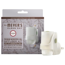 MRS. MEYER'S CLEAN DAY Premium Scented Oil Diffuser Kit, Lavender, 1 warmer and .67 fl oz refill