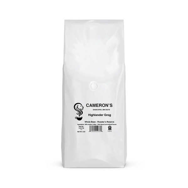 Cameron's Coffee Roasted Whole Bean Coffee, Flavored, Highlander Grog, 4 Pound