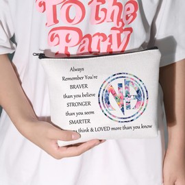 LEVLO Narcotics Anonymous Cosmetic Make up Bag NA Sobriety Gift NA Recovery You Are Braver Stronger Smarter Than You Think Makeup Zipper Pouch Bag For Women Girls (NA Sobriety Bag)