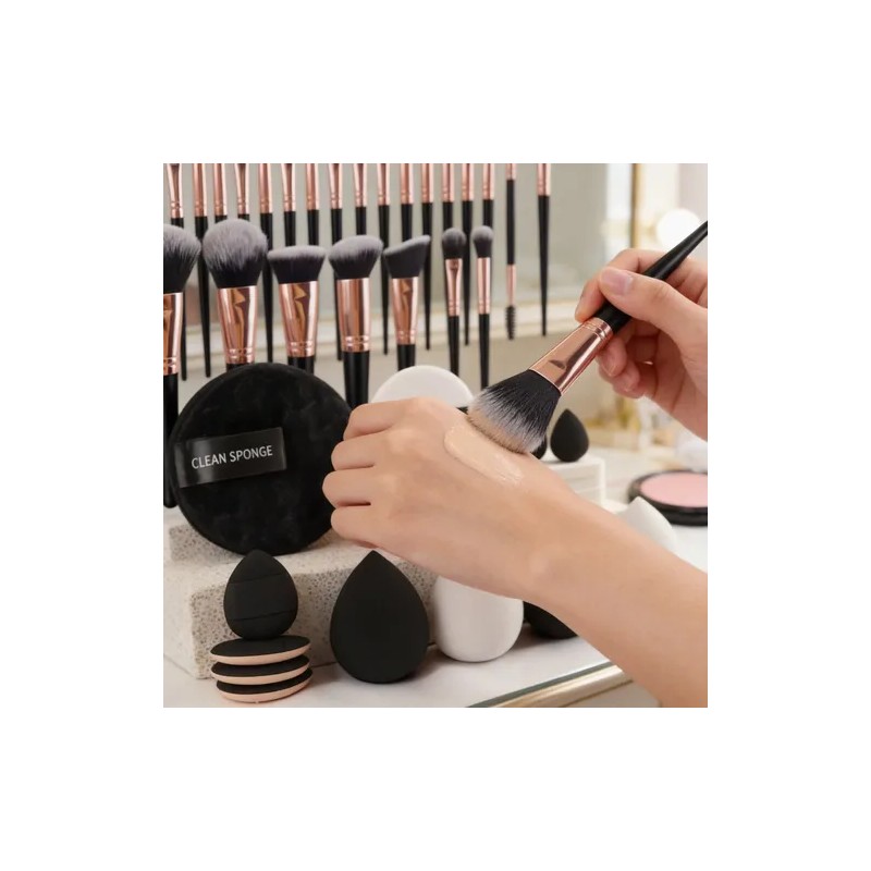 45pzs Brochas Maquillaje Base Profesional Kit Con Esponjas