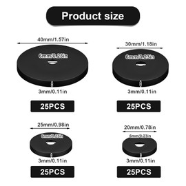 100pcs Flat Rubber Washers Assortment Kit, 20/25/30/40mm Rubber Washers Heavy Duty Black Grommet Vibration Damping Pads for Household Appliances Faucets Screws Bolts