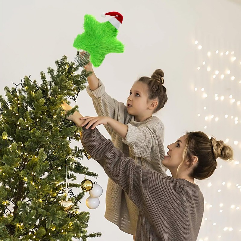 Plush Christmas Tree Topper Star, 19CM Fluff Star Christmas Tree