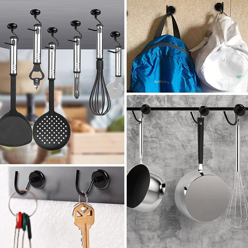 Set of 8 Magnetic Hooks, Super Strong, Magnetic Included, Vertical