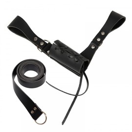MiOYOOW Sword Holder Belt, Adjustable Leather Belt with Dagger Holster Assassin Costume Accessory for Viking Warrior Cosplay Performance