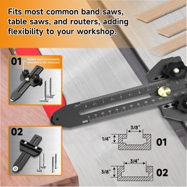 M-T Thin Rip Jig Table Saw Jig for Making Repetitive Narrow Thin Strip Cuts Woodworking Tools, Thin Ripping Guide Fit for 3/4" x 3/8" Slots, for Table Saw Band Router