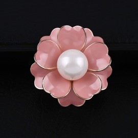 GYAYU - Broche para mujer, diseño de flor y perlas, esmaltado