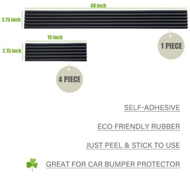 VEXPLO DIY Car Bumper Protector Guard, Strong Self Adhesive Rubber Rear Front Bumper Guard for SUV Cars Trucks, No Residue Anti Scratch & Anti-Colision Car Bumper Guard Accessories- 5 Pack Black