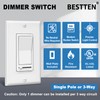 BESTTEN 2 Pack Dimmer Light Switch, Universal Lighting Control, Single