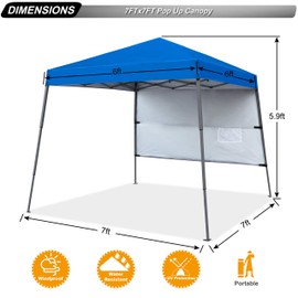 ABCCANOPY Pop Up Canopy Tent-Outdoor Camping Canopy Slant Leg Beach Canopy Tent with Backpack Bag，8 x 8 ft Base / 6 x 6 ft Top，Blue