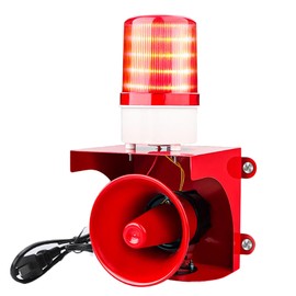 120dB Industrial Light Siren, 24 LED Loud Horn Alarm Siren Red Strobe Light, Waterproof for Indoor Outdoor Office Factory Construction Emergency Security Safety Tornado Fire Alarm, AC110V