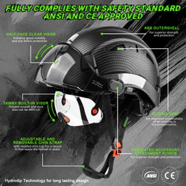 GREEN DEVIL Safety Hard Hat with Tinted & Clear Visor Vented Construction Helmet Cascos de Construccion ABS Work hardhats for Men