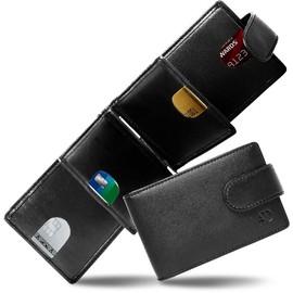 Access Denied Bifold Wallets For Men With Removable Money Clip RFID - PU Leather Slim Mens Wallet With ID Window Front Pocket Wallet Gifts For Men - Color: Black Crazyhorse
