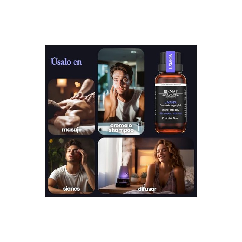 Bienat | Aceite Esencial de Lavanda 30mL Natural | Difusor
