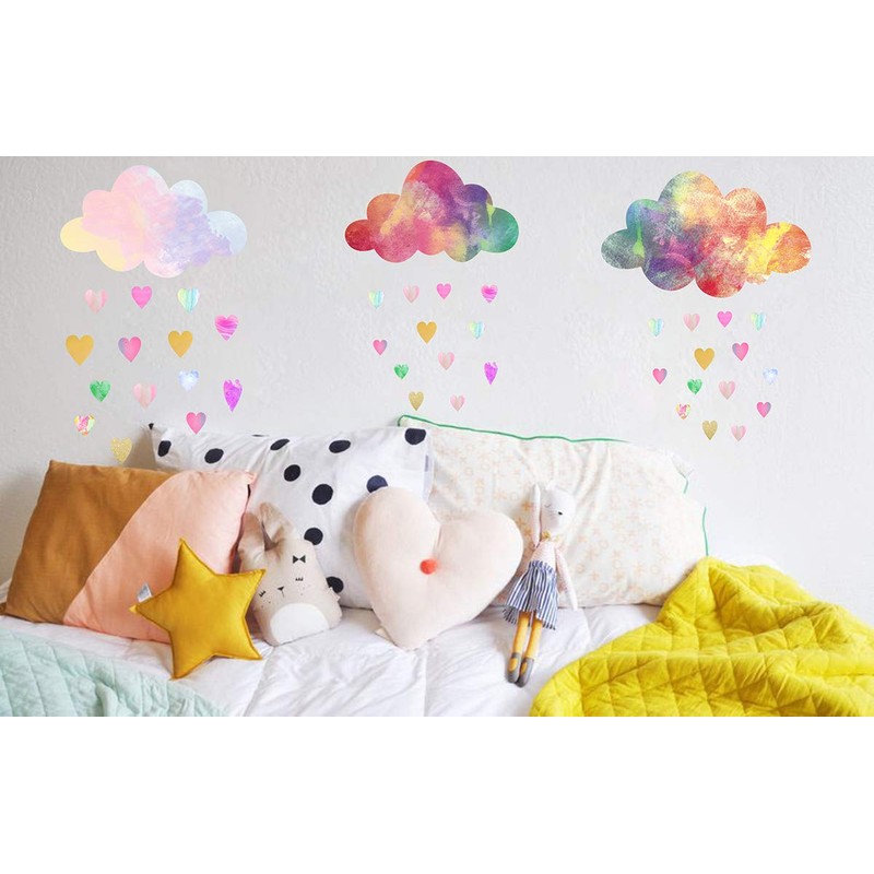 Easu Rainbow Wall Decal Girls Bedroom Decor (Heart)