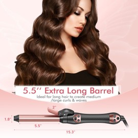 Soffiya Automatic Rotating Curling Iron 1-Inch - Self-Curl for Beach Waves & Thick Hair, Adjustable Temp 250°F-430°F + Dual Voltage Travel Iron - Salon Results for Beginners (Rose Gold)