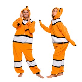FUNZIEZ! Clown Fish Costume - Flounder - Animal Pajamas (Orange, Small)