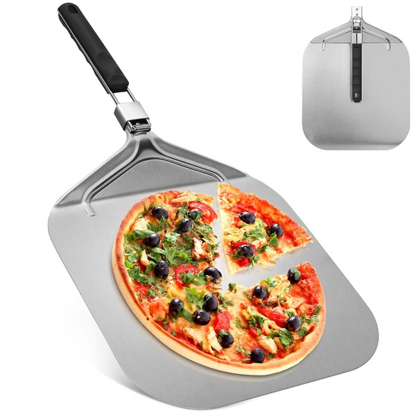 UIHOL Pizza Peel for Pizza Stone, Pizza Shovel for Grill or Oven with Practical Folding Handle, More Stable Professional Home Use Pizza Shovel for Easy Storage for Large Pizza