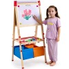 Wooden Magnetic Whiteboard Chalkboard Kids Art Easel Double Sided With