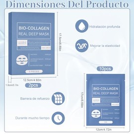 10PCS Mascarillas Faciales Bio-Colágeno,Mascarilla de Biocolágeno,Mascarilla de Hidrogel, Hidratación Duradera, Reduce los Poros, Ilumina el Tono de a