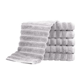 Toallas turcas clásicas, toallas acanaladas de lujo, 100% algodón turco, secado rápido, suaves y absorbentes, colección Brampton, paquete de 6 unidades, 13 x 13 pulgadas (platino)