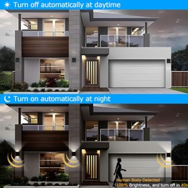 RIIGOOG 2-Pack Outdoor Wall Lights, Modern Square Up and Down Lights Outdoor Wall Lights IP65 Waterproof Aluminum Sconces with Motion Sensor 10W 3000K LED Outdoor Lighting Fixture for Porch Patio