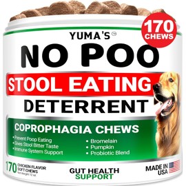YUMA'S No Poo Chews for Dogs - 170 Ct - Coprophagia No Poop Eating Deterrent for Dogs - Stop Eating Poop for Canine - Probiotics & Digestive Enzymes Supplement - Made in USA