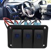 3 Gang Rocker Switch Overcurrent Protection LED Blue Backlit IP65