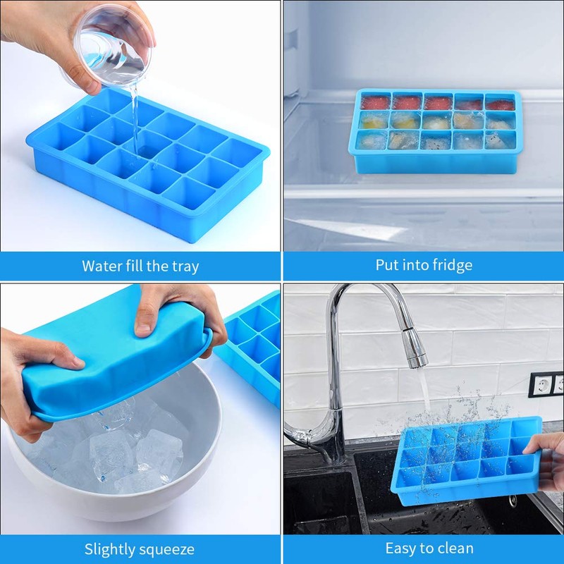 2 Pack Ice Cube Trays, ZDPMK Silicone Easy Release Flexible