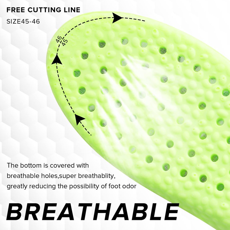 WLLHYF 1 Pairs Memory Foam Shoe Insoles, Shock Absorption Inserts