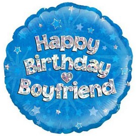 OAKTREE UK 229073 Oaktree 18" Happy Birthday Boyfriend Blue Holographic