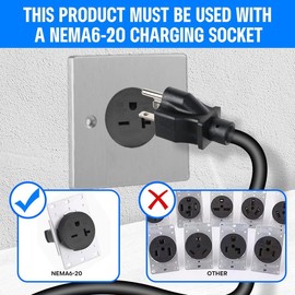 Portable Electric Car Charger for All SAE J1772 EVs, Smart 25ft ETL Listed Electric Vehicle Charger, Adjustable 6-16A, 240V, Timer Function, FCC/RoHS Certified, Weatherproof IP66 with NEMA 6-20 Plug