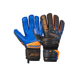 Reusch Men's Attrakt SG Extra Finger Support Gloves, Blck/Shock. Orange/Deep B, 9