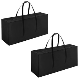 Donken Storage Bag for Cushions, UV-Resistant, Weatherproof, Oxford Cushion Bag with Zip for Upholstery Cushions, Garden Cushions, Christmas Trees (122 x 39 x 55 cm, Black)