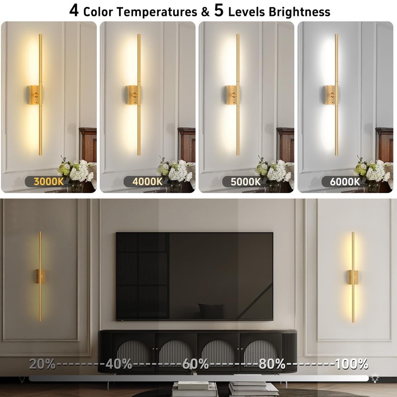 Battery Operated Wall Sconces Set of Two: Dimmable Wireless Wall