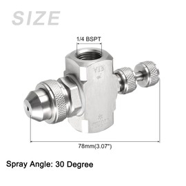 METALLIXITY Luft Zerstäubung Düse (78mm/3.07") 1Stk Edelstahl 1/4 BSPT 30° Feste Kegel Sprühdüse - für Rostentfernung Silber