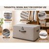 Foldable Storage Box with Lid - Durable Beige Checkered Organizer