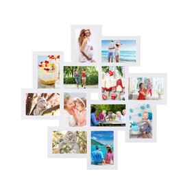 Adeco PF0205 Decorative Wood Wall Hanging Collage Picture Photo Frame, 12 Openings, 4x6 (White), 4 x 6-Inch
