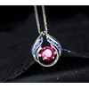 Ruby Necklace Hold Your Heart Style Sterling Silver Blue Sapphire