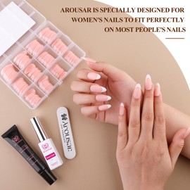 Arousar Matte False Nails, Almond Nail Tips, 240 Pieces, Medium Length, Skin Colour, Fake Nails, White Nail Tip for Sticking, French Acrylic Nail Tip, DIY Nail Art for Women