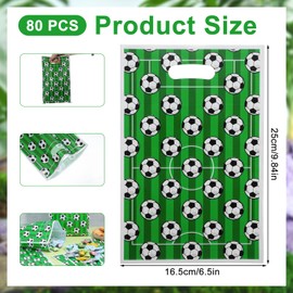 Larrel Pack of 80 Football Gift Bags, 25 x 16.5 cm, Football Birthday Gift Bags, Plastic Candy Bags, Gift Bags, Party Bags for Boys, Children's Birthday Party, Football Party Bags