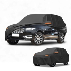 Partuto Car Cover Waterproof All Weather Sun Rain Protection Full Exterior Cover for Volvo XC90 190T-PU Black with Left Side Zippers