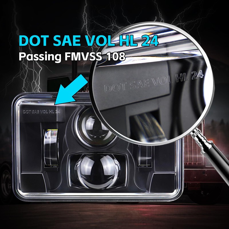 4x6 Inch LED Headlights Rectangular Light DOT Approved High/Low Beam