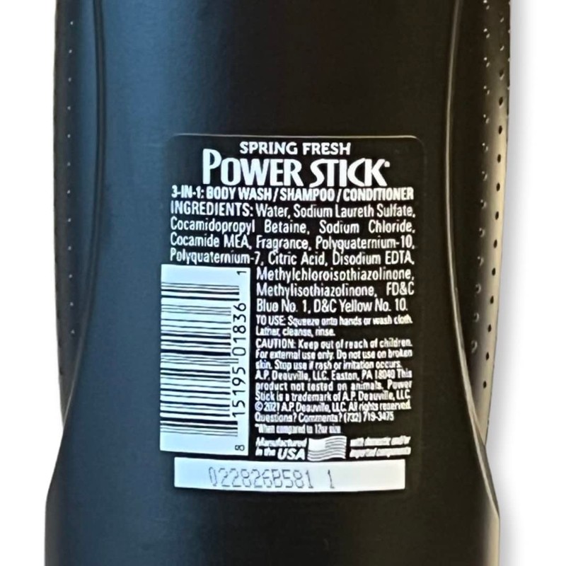 PowerStick 3 in 1 Shampoo, Conditioner and Body Wash Spring