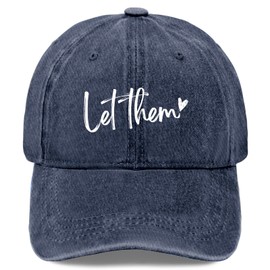 Let Them Funny Hat Funny Vintage Cotton Washed Baseball Caps Adjustable Dad Hat Navy Blue